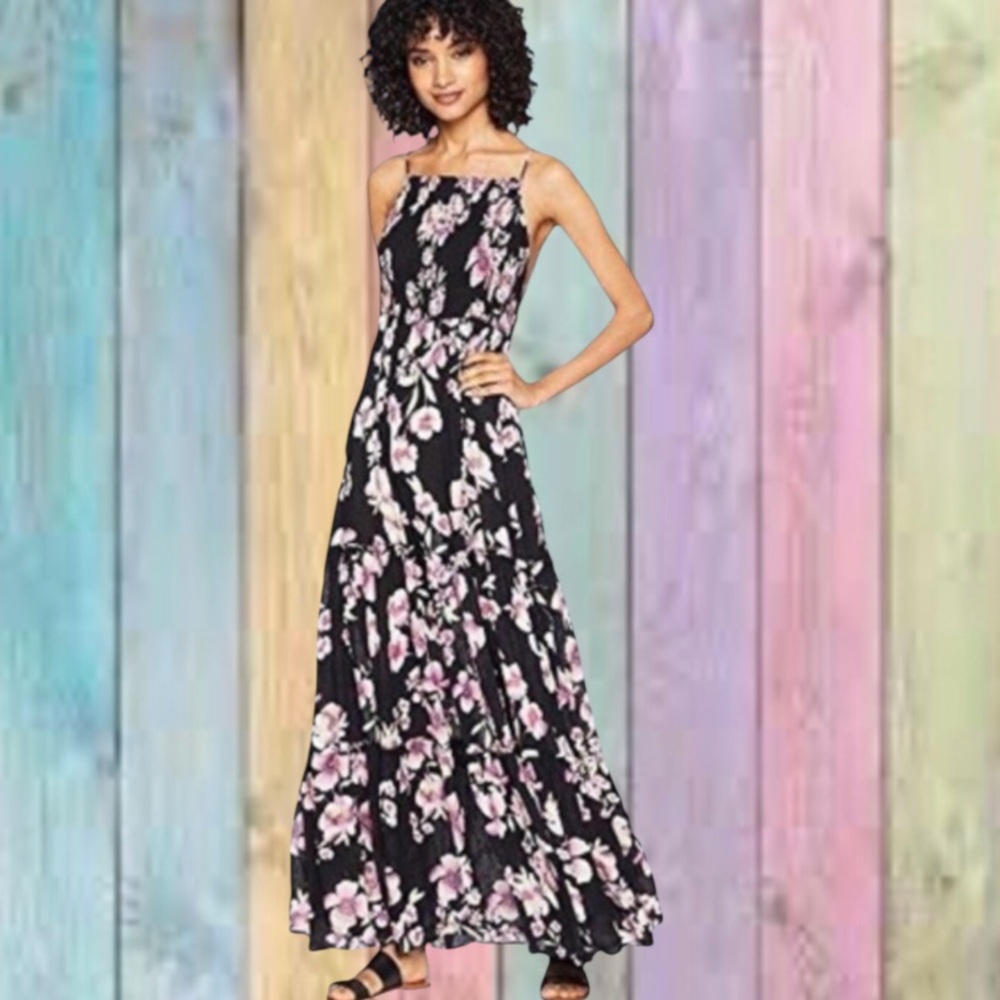Free People Black Garden Party Floral Maxi Dress NWOT